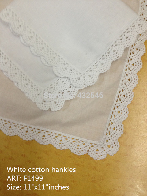 Fashion Women Handkerchiefs 12PCS/lot 11x11White100%cotton Wedding Handkerchiefs Embroidered Lace Hankies For Special Occasions