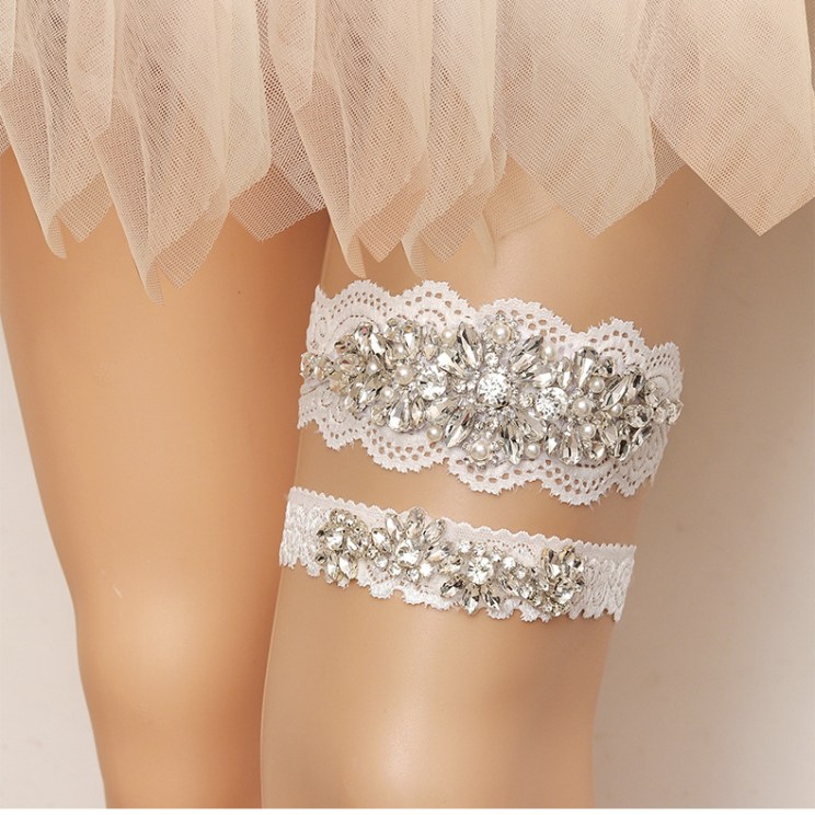 Rose Gold Color Bridal Garter Crystal Rhinestones Leg Ring Sexy Garters For Women Thigh Rings Bridal Accessories Bride Jewelry