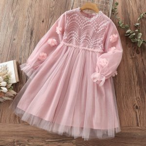 Cute Baby Girls Dresses Spring Autumn Puffle Sleeve Kids Princess Clothes Plaid Doll Collar Party Teens Wear for 6 8 10 12 Years
