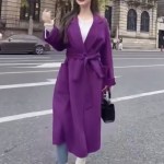 LANMREM Popular high end water ripple double-sided Wool coat women long bathrobe style autumn winter coat for female 2A462