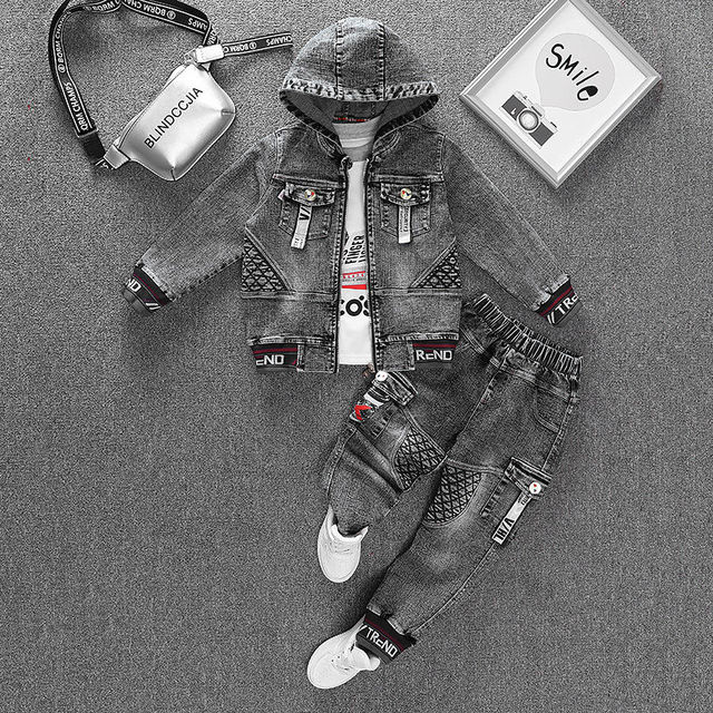 Spring & Autumn Cowboy Child Sets New Korean Version Clothes For Teens Kids Clothes Boys Two-Piece Denim Coat Casual Jacket