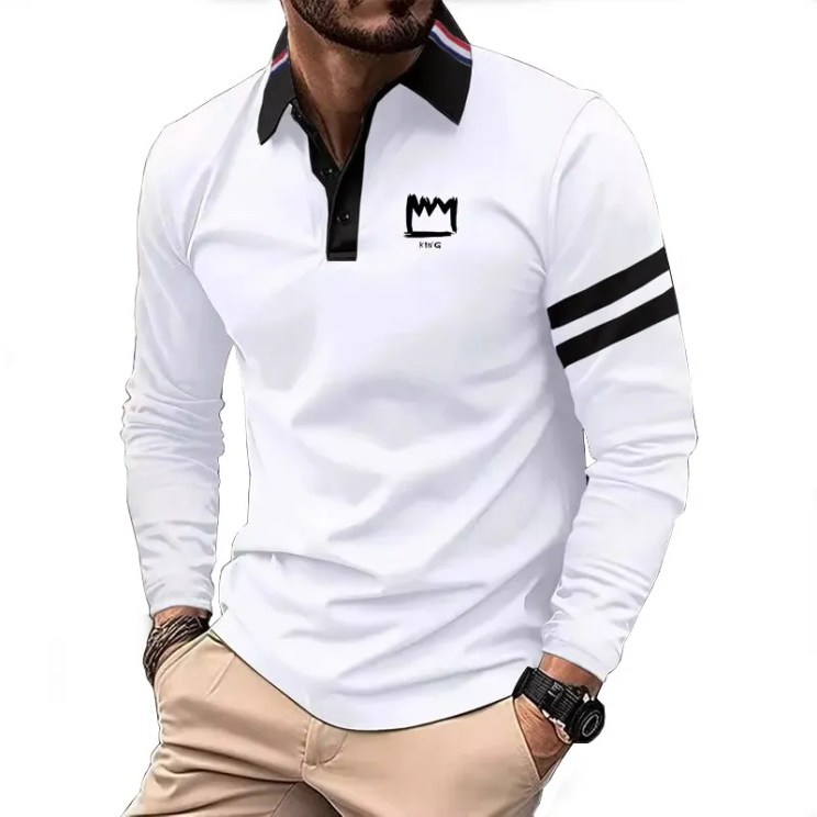 2025 Spring New Long sleeved Men's Sports and Leisure Men's Long sleeved Polo Shirt