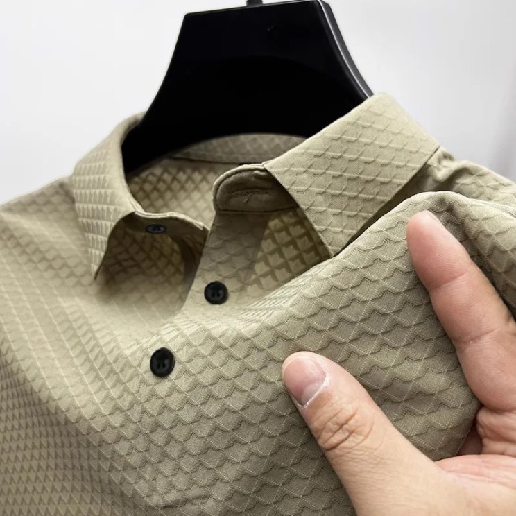 Ice silk men's POLO shirt high-end mesh breathable short sleeve T-shirt solid color leisure sports high quality men's pullover