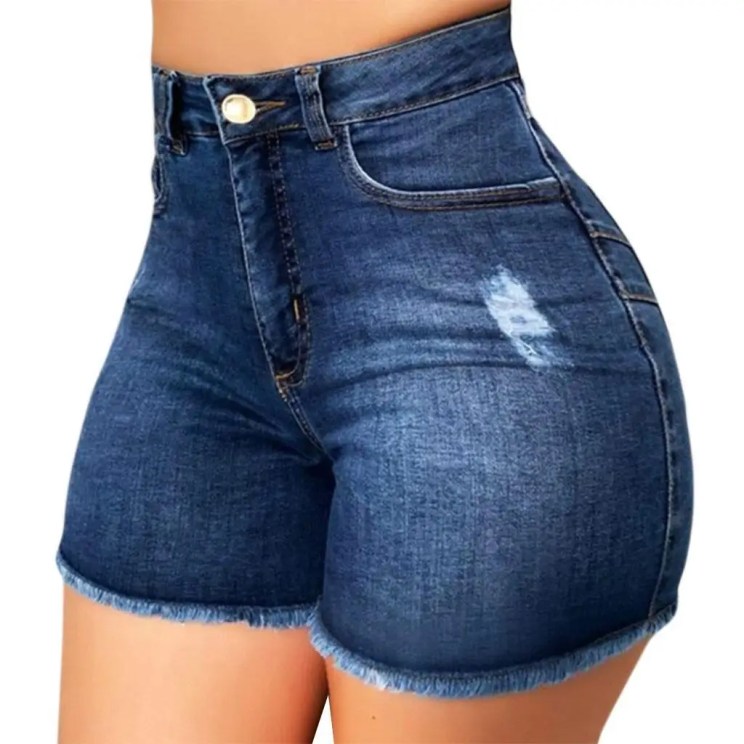 Shorts Women Jeans Hole Short Pants High Waist Skinny Ripped Straight Denims Washed Vintage Streetwear Summer 2025 Distressed