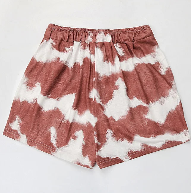 New Casual Loose Tie Dye Shorts for Summer Women with Loose Drawstring and Elastic Waistband Pockets, Straight Leg Casual Shorts