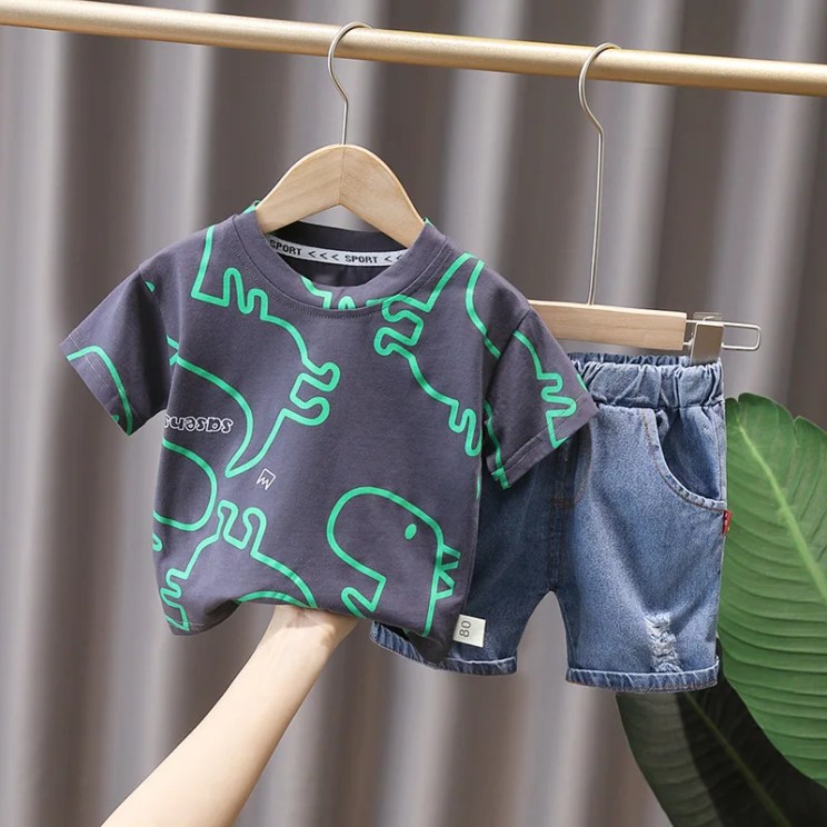 Summer Baby Clothes Suit Children Boys Girls Cartoon Dinosaur T Shirt Shorts 2Pcs/Set Toddler Casual Clothing Kids Tracksuits