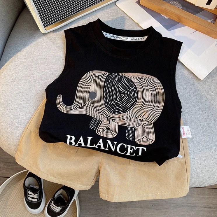 Children Cartoon Clothes Baby Girls Boys Elephant Print Vest Shorts 2Pcs/set Kids Infant Outfit Toddler Casual Clothing